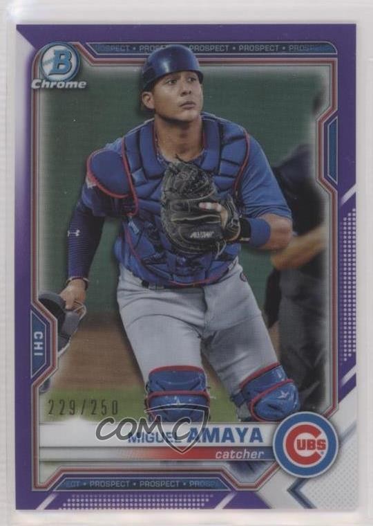 2021 Bowman Chrome Prospects Purple Refractor 229/250 Miguel Amaya #BCP-148 7eo