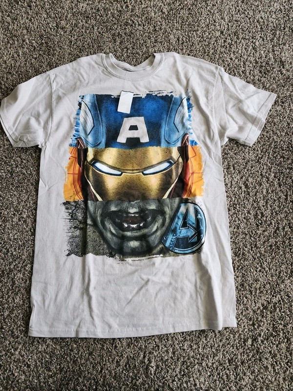 The Avengers Adult New T-Shirt  - Hulk Captain America Iron Man Thor Head Sz M