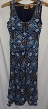 Tory Burch Silk Geometric Black White Blue Dress Size 4 EXC