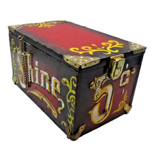 Vintage Wood  Metal Shoe Shine Box  5 Cent Shine" Circus Carnival Theme 12"