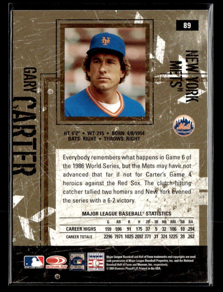 2004 Donruss Leather & Lumber #89 Gary Carter Card New York Mets - Image 2 of 2