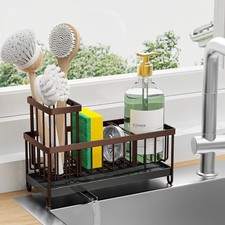 Kitchen Sink Caddy Organizer Stainless Steel Sponge Holder Soap Brush Storage