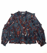 Ulla Johnson Lara Silk Blend Floral Sheer Blouse Balloon Sleeve Top 10 Designer