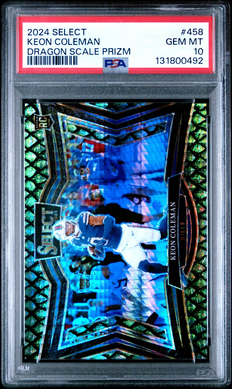 Keon Coleman 2024 Panini Select #458 Dragon Scale Prizm /70 (PSA 10)