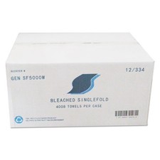 GEN Single-Fold Paper Towels, 9 x 9.45, White, 334/Pack, 12 Packs/Carton