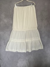 White Tiered Peasant Cottage Core Prairie Skirt Estimated Size L Drop Waist