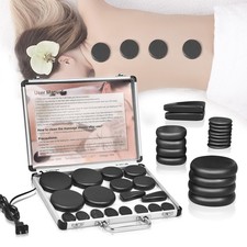 Hot Stones Massage Set, 18 Pcs Hot Stones with Warmer, Massage Stones for Pro...