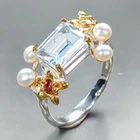 Jewellery Natural Blue Topaz Ring 925 Sterling Silver Size 7.5 /R461949