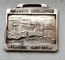 Plymouth Locomotive Plymouth Ohio 52 Train Engine Railroad Bronze Watch Fob  