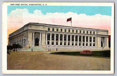 New Post Office Washington DC White Border Postcard 1928 Airplane Message