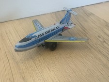 Vintage Pan Am Boeing 727 Tin Friction Airplane Made in Japan 6 Toy 60s-70s