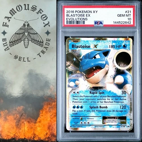 2016 POKEMON XY EVOLUTIONS #21 BLASTOISE EX PSA 10 GEM MINT POKÉMON