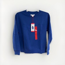 Esprit Women's Logo Fleece Crewneck Sweatshirt Blue Viral 80's Costco MED NEW
