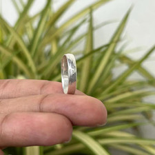 925 Sterling Silver Hammered Band Handmade Minimalist Rustic Unisex Wedding Ring