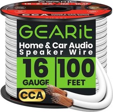 Cable Bocina 16AWG Series 30m 100ft Altavoces Hogar Auto Blanco Calidad Audio