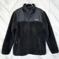 Columbia Sherpa Fleece Jacket Womens Size XL Black Full Zip Outdoor Gorpcore