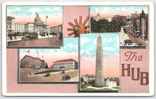 Vintage Boston Hub Landmarks Postcard Tichnor Bros Linen Era
