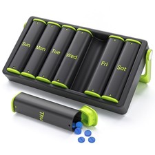 Weekly Pill Organizer 2 Times a Day, KOVIUU Large Travel Pill Box 7 Day, Am P...