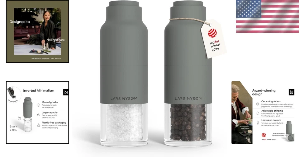 Modern Salt and Pepper Grinder Set, Stainless Steel Mills - Image 2 of 4