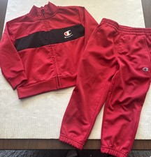 CHAMPION Youth Boys Tracksuit Set Red With Black Size 3T