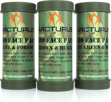 Camo Face Paint Sticks - 6 Camouflage Colors in 3 Double-Sided Tubes  Compact C