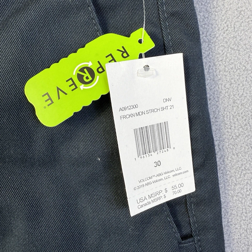 Volcom Shorts Mens 30 Navy Blue Chino Frickin Modern Stretch 21" Skater NEW - Image 2 of 4