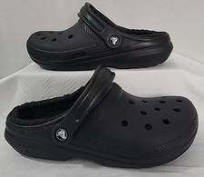 Crocs Classic Lined Black Slip On Faux Fur Clog Sizes Women's 8 / Men's 6
