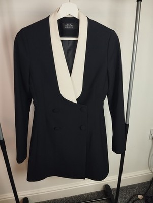 Women Black Cream Dress Jacket Small Size