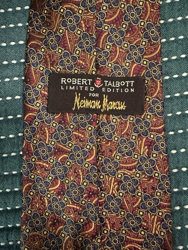ROBERT TALBOTT Silk Tie Multicolor Textured Limited Edition for Neiman Marcus - Picture 2 of 2