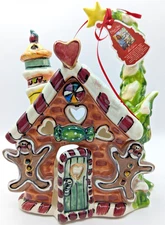 NEW RARE Blue Sky Clayworks Christmas GINGERBREAD Tea Light Candle House NWT