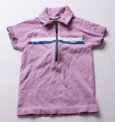 Iets Frans Women's Short Sleeve 1/4 Zip Stripe Polo Shirt CA4 Lilac Large NWT