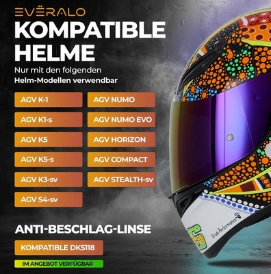 Helmvisier kompatibel für AGV K1 K1s K3sv K5 K5s GT2 Ersatzvisier