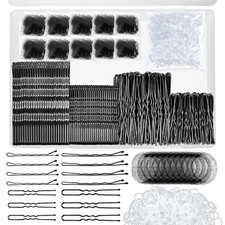 510PCS Black Bobby Pins Hair Pins Kit with Hair Net, YINGFENG Includes 100 Bobby