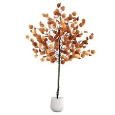 Pack Fall Artificial Eucalyptus Tree, 4ft Faux Tree with Spike 1 Yellow