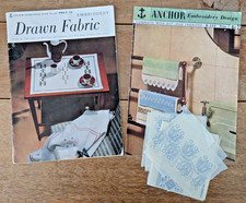 Vintage 60er Jahre gezeichneter Stoff Stickerei Anker Stickbuch & Mustertransfer