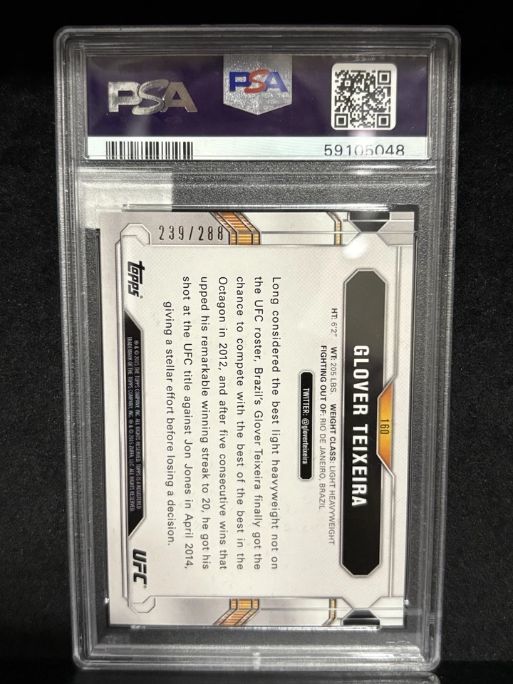 Glover Teixeira 2015 Topps UFC Chronicles GREEN Parallel #’d /288 PSA 9 - POP 1 - Image 2 of 2