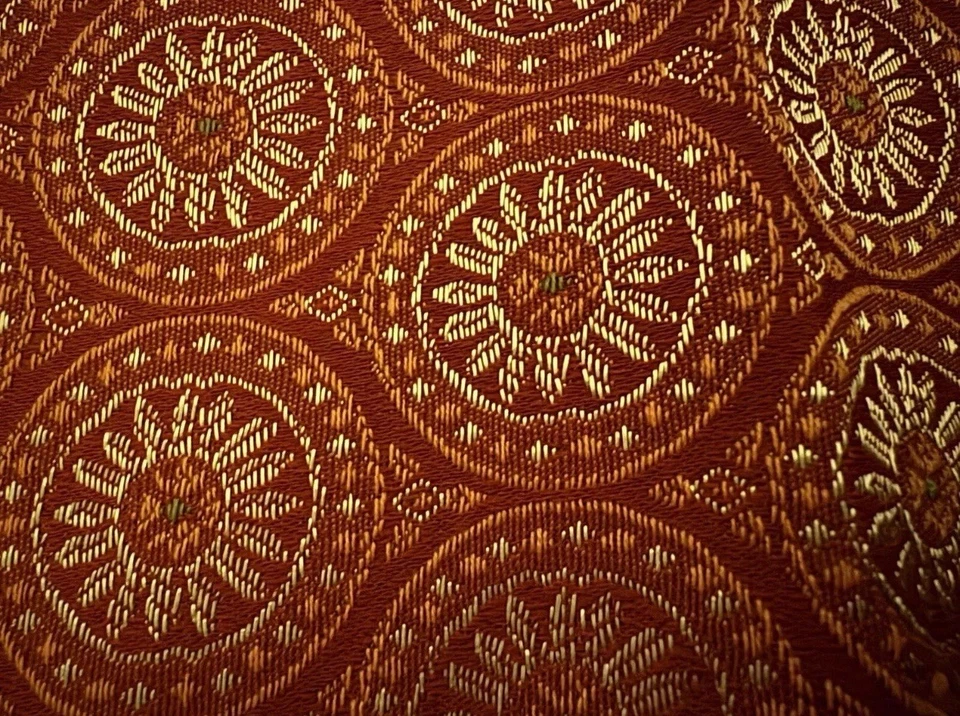 Pottery Barn Table Runner “14.5 inches x 6 ft long Red & Gold Cotton Linen Blend - Image 2 of 2