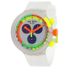 Swatch Neon Jelly Chronograph Quartz Silver Dial Watch SB02K100
