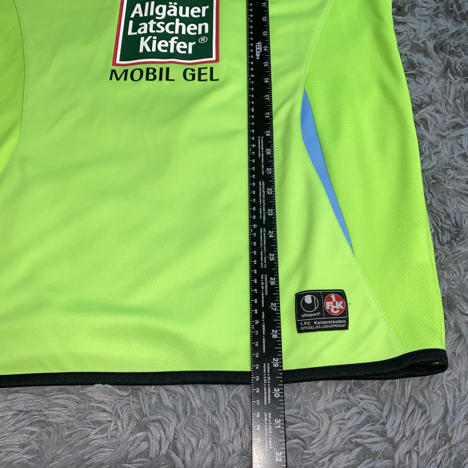 Uhlsport Men’s Sz XL FC Kaiserslautern  Football/Soccer Goalie Jersey Neon Yello