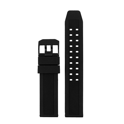StrapsCo 23mm Black Rubber Watch Band Strap for Luminox Evo Matte Black Buckle - Picture 2 of 2