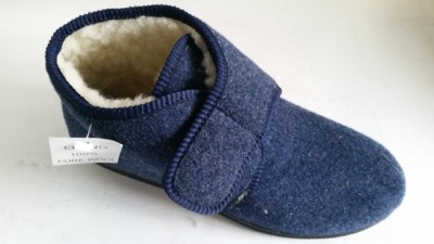 New Men's Comfort Treads #49650 ankle slippers w/strap and pure wool lining 