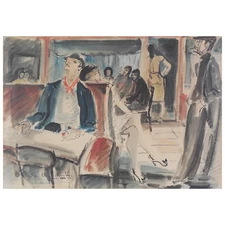 Sacha Chimkevitch (French, Polish, 1920 -2006) "Paris" c. 1959 — Orig Wash & Ink