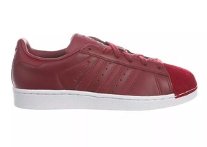 burgundy and white shell toe adidas