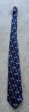 Vintage 1980s Stringbeans Navy Blue Elephant Tree Polyester Neck Tie USA Made