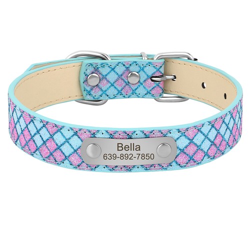 Personalized Dog Collar Custom Name Engraved Soft Leather Padded Adjustable S-XL - Picture 3 of 19