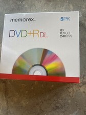 Memorex DVD RDL 5 Of 8x 8.5 gb 240 min. Sealed