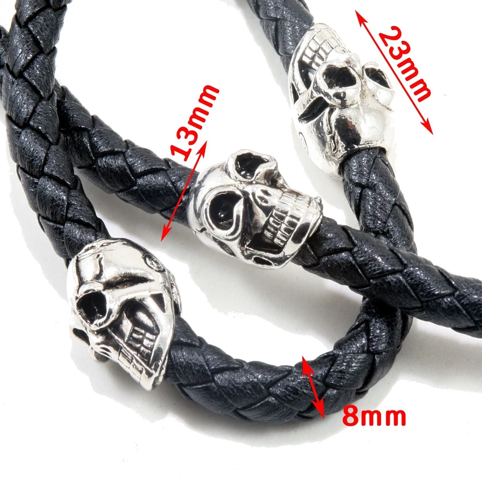 Skull Leather String EMO Biker Trucker Key Jean Wallet Chain (29") Silver CS83 - Image 3 of 4