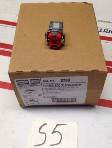 New Qty 50 Hubbell Raco 1/2" REDI-LOC III Connector Cat# 2750 Fast Shipping - Picture 1 of 4