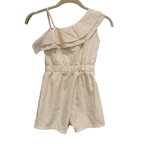 Shein White Romper Girls One Shoulder Strap Shorts Size 7Y - Picture 2 of 6