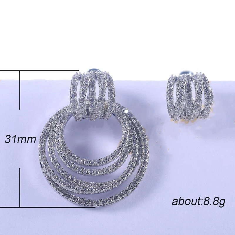 Luxury Multilayer Circle Earrings Stainless Steel Women's Rose Gold Silver Hoops - Image 3 of 4